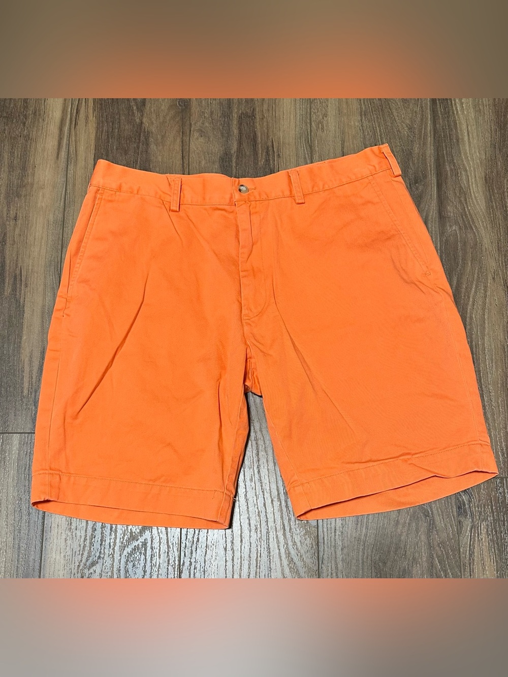 Polo Ralph Lauren Mens Orange Cotton Chino Shorts W 36 Classic Fit 9”Flat Front